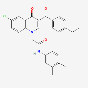molecular formula C28H25ClN2O3 B2692155 2-(6-氯-3-(4-乙基苯甲酰)-4-氧代喹啉-1(4H)-基)-N-(3,4-二甲基苯基)乙酰胺 CAS No. 895646-01-2