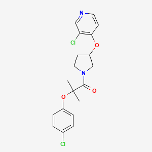 2-(4-Chlorophenoxy)-1-(3-((3-chloropyridin-4-yl)oxy)pyrrolidin-1-yl)-2-methylpropan-1-one