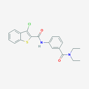 molecular formula C20H19ClN2O2S B269216 3-chloro-N-{3-[(diethylamino)carbonyl]phenyl}-1-benzothiophene-2-carboxamide 