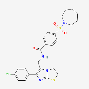 4-(azepan-1-ylsulfonyl)-N-((6-(4-chlorophenyl)-2,3-dihydroimidazo[2,1-b]thiazol-5-yl)methyl)benzamide