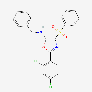 molecular formula C22H16Cl2N2O3S B2692163 4-(benzenesulfonyl)-N-benzyl-2-(2,4-dichlorophenyl)-1,3-oxazol-5-amine CAS No. 201993-55-7