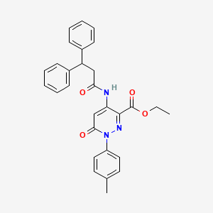 molecular formula C29H27N3O4 B2692168 Ethyl 4-(3,3-diphenylpropanamido)-6-oxo-1-(p-tolyl)-1,6-dihydropyridazine-3-carboxylate CAS No. 942010-09-5