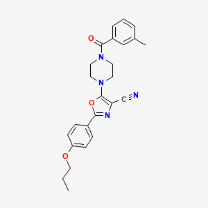 5-(4-(3-Methylbenzoyl)piperazin-1-yl)-2-(4-propoxyphenyl)oxazole-4-carbonitrile