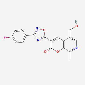 molecular formula C18H12FN3O4 B2692191 3-[3-(4-fluorophenyl)-1,2,4-oxadiazol-5-yl]-5-(hydroxymethyl)-8-methyl-2H-pyrano[2,3-c]pyridin-2-one CAS No. 1189447-51-5