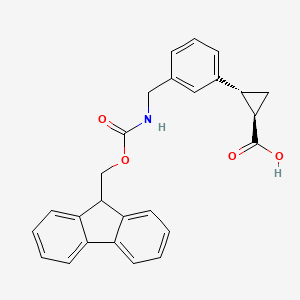molecular formula C26H23NO4 B2692205 (1R,2R)-2-[3-[(9H-Fluoren-9-ylmethoxycarbonylamino)methyl]phenyl]cyclopropane-1-carboxylic acid CAS No. 2230803-40-2
