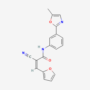 molecular formula C18H13N3O3 B2692214 (Z)-2-cyano-3-(furan-2-yl)-N-[3-(5-methyl-1,3-oxazol-2-yl)phenyl]prop-2-enamide CAS No. 1356819-59-4