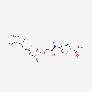 molecular formula C25H24N2O6 B2692224 methyl 4-(2-((6-((2-methylindolin-1-yl)methyl)-4-oxo-4H-pyran-3-yl)oxy)acetamido)benzoate CAS No. 898417-50-0