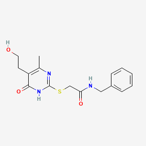 molecular formula C16H19N3O3S B2692228 N-benzyl-2-{[5-(2-hydroxyethyl)-4-methyl-6-oxo-1,6-dihydropyrimidin-2-yl]sulfanyl}acetamide CAS No. 919058-20-1