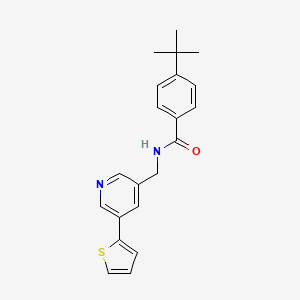 molecular formula C21H22N2OS B2692232 4-(tert-butyl)-N-((5-(thiophen-2-yl)pyridin-3-yl)methyl)benzamide CAS No. 2034410-71-2