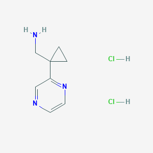 molecular formula C8H13Cl2N3 B2692235 1-[1-(Pyrazin-2-yl)cyclopropyl]methanamine dihydrochloride CAS No. 2406235-15-0