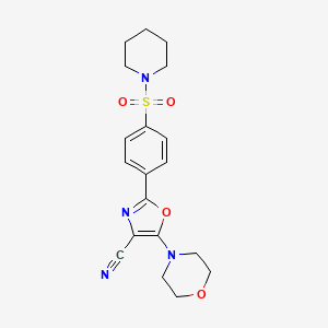 molecular formula C19H22N4O4S B2692242 5-吗啉基-2-(4-(哌啶-1-基磺酰基)苯基)噁唑-4-碳腈 CAS No. 941243-53-4