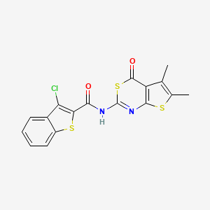 molecular formula C17H11ClN2O2S3 B2692248 3-chloro-N-(5,6-dimethyl-4-oxo-4H-thieno[2,3-d][1,3]thiazin-2-yl)benzo[b]thiophene-2-carboxamide CAS No. 315695-76-2