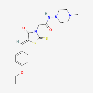 molecular formula C19H24N4O3S2 B2692250 2-[(5Z)-5-[(4-ethoxyphenyl)methylidene]-4-oxo-2-sulfanylidene-1,3-thiazolidin-3-yl]-N-(4-methylpiperazin-1-yl)acetamide CAS No. 476664-55-8