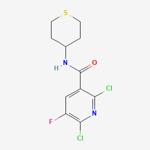 molecular formula C11H11Cl2FN2OS B2692262 2,6-dichloro-5-fluoro-N-(thian-4-yl)pyridine-3-carboxamide CAS No. 1356691-74-1