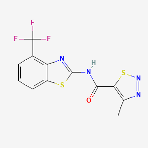 molecular formula C12H7F3N4OS2 B2692263 4-methyl-N-(4-(trifluoromethyl)benzo[d]thiazol-2-yl)-1,2,3-thiadiazole-5-carboxamide CAS No. 1396873-39-4