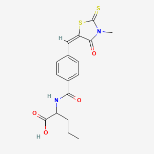 molecular formula C17H18N2O4S2 B2692271 (E)-2-(4-((3-methyl-4-oxo-2-thioxothiazolidin-5-ylidene)methyl)benzamido)pentanoic acid CAS No. 1095903-63-1