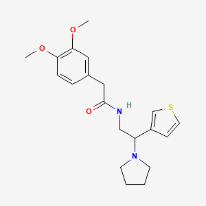 molecular formula C20H26N2O3S B2692277 2-(3,4-dimethoxyphenyl)-N-(2-(pyrrolidin-1-yl)-2-(thiophen-3-yl)ethyl)acetamide CAS No. 954647-35-9