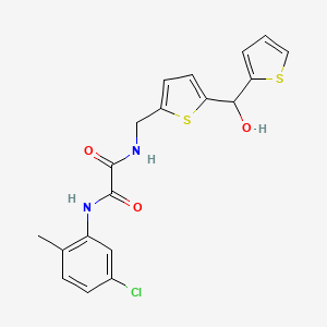 molecular formula C19H17ClN2O3S2 B2692282 N1-(5-chloro-2-methylphenyl)-N2-((5-(hydroxy(thiophen-2-yl)methyl)thiophen-2-yl)methyl)oxalamide CAS No. 1421516-47-3