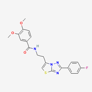 molecular formula C21H19FN4O3S B2692286 N-(2-(2-(4-fluorophenyl)thiazolo[3,2-b][1,2,4]triazol-6-yl)ethyl)-3,4-dimethoxybenzamide CAS No. 894046-10-7