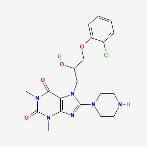 molecular formula C20H25ClN6O4 B2692311 7-(3-(2-chlorophenoxy)-2-hydroxypropyl)-1,3-dimethyl-8-(piperazin-1-yl)-1H-purine-2,6(3H,7H)-dione CAS No. 1040666-74-7