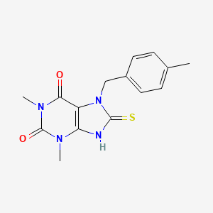 molecular formula C15H16N4O2S B2692317 8-mercapto-1,3-dimethyl-7-(4-methylbenzyl)-1H-purine-2,6(3H,7H)-dione CAS No. 332103-37-4