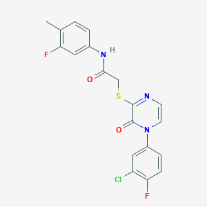 molecular formula C19H14ClF2N3O2S B2692320 2-((4-(3-chloro-4-fluorophenyl)-3-oxo-3,4-dihydropyrazin-2-yl)thio)-N-(3-fluoro-4-methylphenyl)acetamide CAS No. 899944-06-0