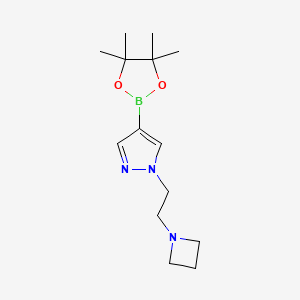 molecular formula C14H24BN3O2 B2692323 1-[2-(氮杂环丁烷-1-基)乙基]-4-(四甲基-1,3,2-二氧硼杂环戊-2-基)-1H-吡唑 CAS No. 1422126-12-2