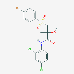 molecular formula C16H14BrCl2NO4S B2692327 3-[(4-bromophenyl)sulfonyl]-N-(2,4-dichlorophenyl)-2-hydroxy-2-methylpropanamide CAS No. 339275-78-4