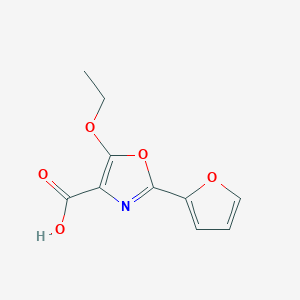 molecular formula C10H9NO5 B2692328 5-Ethoxy-2-(furan-2-yl)-1,3-oxazole-4-carboxylic acid CAS No. 923698-17-3