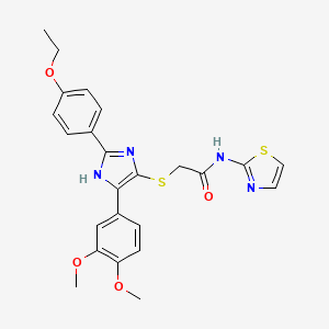 molecular formula C24H24N4O4S2 B2692331 2-((5-(3,4-dimethoxyphenyl)-2-(4-ethoxyphenyl)-1H-imidazol-4-yl)thio)-N-(thiazol-2-yl)acetamide CAS No. 901259-13-0