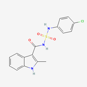 molecular formula C16H14ClN3O3S B2692339 N-(4-氯苯基)-N'-[(2-甲基-1H-吲哚-3-基)甲酰]磺胺 CAS No. 860650-13-1