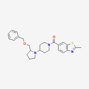 molecular formula C26H31N3O2S B2692341 (4-(2-((Benzyloxy)methyl)pyrrolidin-1-yl)piperidin-1-yl)(2-methylbenzo[d]thiazol-6-yl)methanone CAS No. 2034522-65-9