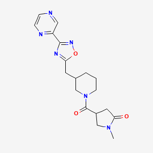 1-Methyl-4-(3-((3-(pyrazin-2-yl)-1,2,4-oxadiazol-5-yl)methyl)piperidine-1-carbonyl)pyrrolidin-2-one