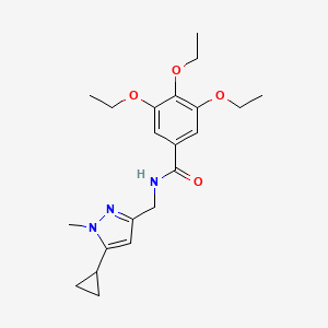 molecular formula C21H29N3O4 B2692345 N-((5-cyclopropyl-1-methyl-1H-pyrazol-3-yl)methyl)-3,4,5-triethoxybenzamide CAS No. 1448063-31-7