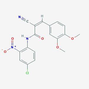 molecular formula C18H14ClN3O5 B2692350 (Z)-N-(4-chloro-2-nitrophenyl)-2-cyano-3-(3,4-dimethoxyphenyl)acrylamide CAS No. 332918-83-9