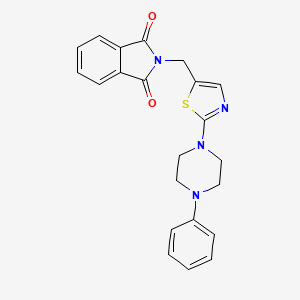 molecular formula C22H20N4O2S B2692364 2-{[2-(4-phenylpiperazino)-1,3-thiazol-5-yl]methyl}-1H-isoindole-1,3(2H)-dione CAS No. 866131-70-6