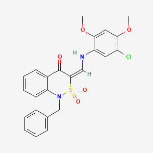 molecular formula C24H21ClN2O5S B2692366 (3E)-1-benzyl-3-{[(5-chloro-2,4-dimethoxyphenyl)amino]methylene}-1H-2,1-benzothiazin-4(3H)-one 2,2-dioxide CAS No. 893315-61-2
