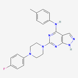 molecular formula C22H22FN7 B2692368 6-[4-(4-氟苯基)哌嗪-1-基]-N-(4-甲基苯基)-1H-吡唑并[3,4-d]嘧啶-4-胺 CAS No. 1105252-70-7