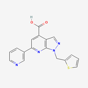 molecular formula C17H12N4O2S B2692384 6-(pyridin-3-yl)-1-(thiophen-2-ylmethyl)-1H-pyrazolo[3,4-b]pyridine-4-carboxylic acid CAS No. 920814-59-1