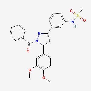 molecular formula C25H25N3O5S B2692390 N-[3-[2-benzoyl-3-(3,4-dimethoxyphenyl)-3,4-dihydropyrazol-5-yl]phenyl]methanesulfonamide CAS No. 852141-70-9