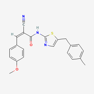 molecular formula C22H19N3O2S B2692395 (Z)-2-cyano-3-(4-methoxyphenyl)-N-(5-(4-methylbenzyl)thiazol-2-yl)acrylamide CAS No. 314251-53-1