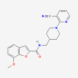 molecular formula C22H22N4O3 B2692398 N-((1-(3-cyanopyridin-2-yl)piperidin-4-yl)methyl)-7-methoxybenzofuran-2-carboxamide CAS No. 1797218-22-4