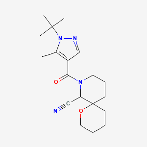 molecular formula C19H28N4O2 B2692427 8-(1-tert-butyl-5-methyl-1H-pyrazole-4-carbonyl)-1-oxa-8-azaspiro[5.5]undecane-7-carbonitrile CAS No. 2093831-37-7