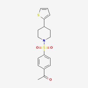 molecular formula C17H19NO3S2 B2692435 1-(4-((4-(Thiophen-2-yl)piperidin-1-yl)sulfonyl)phenyl)ethanone CAS No. 1396805-20-1