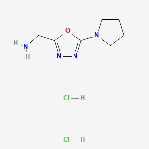 molecular formula C7H14Cl2N4O B2692439 (5-Pyrrolidin-1-yl-1,3,4-oxadiazol-2-yl)methanamine;dihydrochloride CAS No. 2243509-32-0