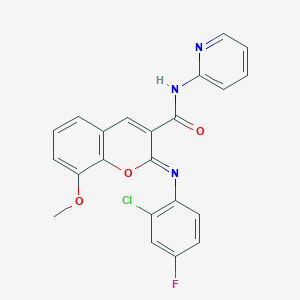 (2Z)-2-[(2-chloro-4-fluorophenyl)imino]-8-methoxy-N-(pyridin-2-yl)-2H-chromene-3-carboxamide
