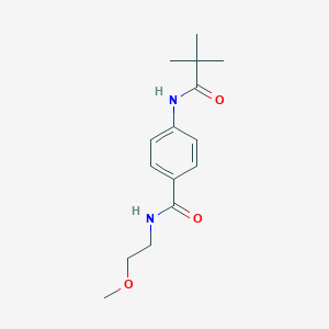 molecular formula C15H22N2O3 B269246 4-[(2,2-dimethylpropanoyl)amino]-N-(2-methoxyethyl)benzamide 