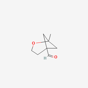 molecular formula C8H12O2 B2692473 1-Methyl-2-oxabicyclo[3.1.1]heptane-5-carbaldehyde CAS No. 2305252-88-2