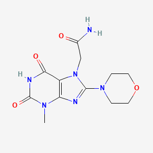 molecular formula C12H16N6O4 B2692476 2-(3-Methyl-8-morpholin-4-yl-2,6-dioxo-1,2,3,6-tetrahydro-purin-7-yl)-acetamide CAS No. 301353-84-4