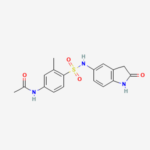 molecular formula C17H17N3O4S B2692477 N-(3-methyl-4-(N-(2-oxoindolin-5-yl)sulfamoyl)phenyl)acetamide CAS No. 921836-71-7